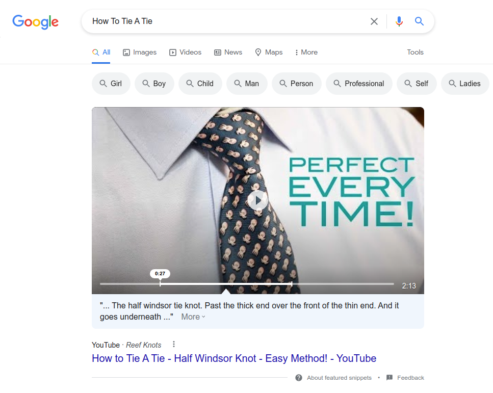 Youtube Featured Snippets