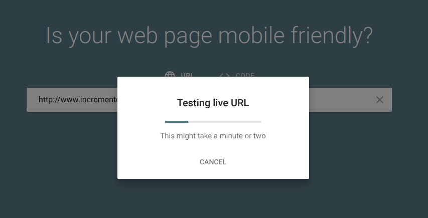 Google’s Mobile-Friendly test- URL Test