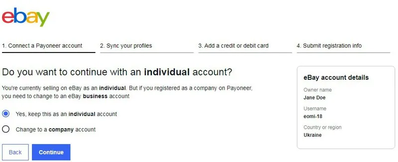 3rd step to ebay's account
