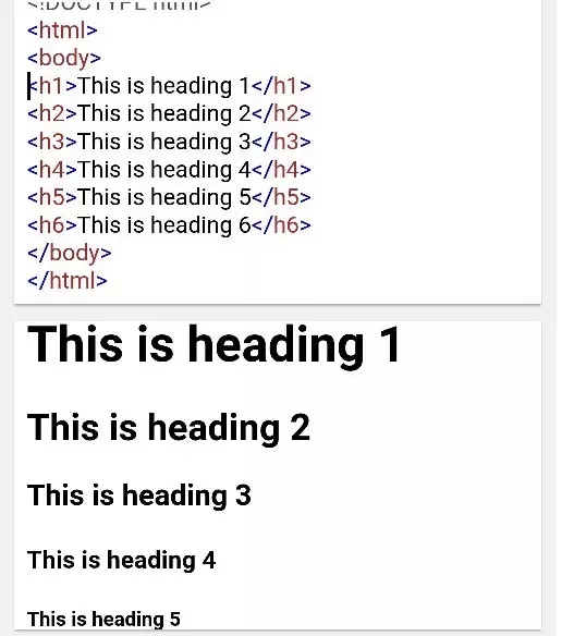 html heading tags