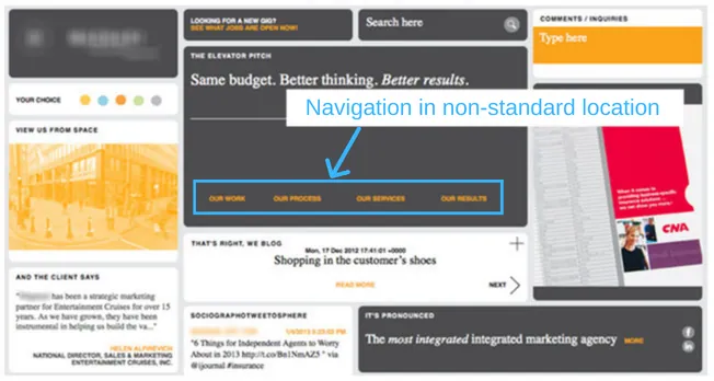 navigation in non-standard location
